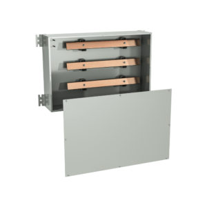Type 1 | Bus bar splitter trough with copper bus bars and cover secured by screws