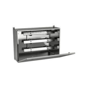 Type 4X, 12 | Stainless Steel Bus bar splitter trough with aluminium bus bars, and cover secured by 1/4 turns