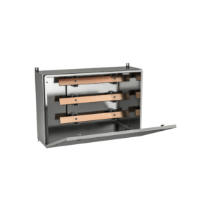 Type 4X, 12 | Stainless Steel Bus bar splitter trough with copper bus bars and cover secured by 1/4 turns