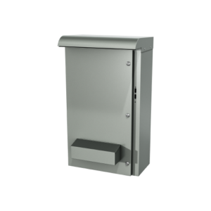 Type 3R | Single door enclosure for safety disconnect mounted on right flange with drip shield and ventilation system
