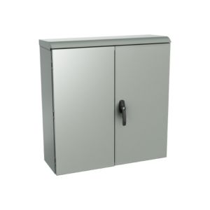 Type 3R | Double door metering cabinet with slopped top and padlockable 3 point lock mechanism