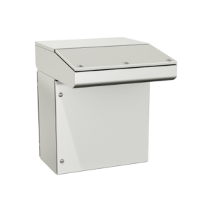 Type 12, 13 | Single door modular console with dual access, assembled with writing desk and cover panel