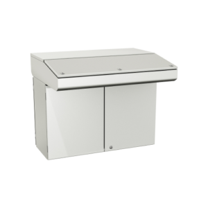 Type 12, 13 | Double door modular console with dual access, assembled with writing desk and cover panel
