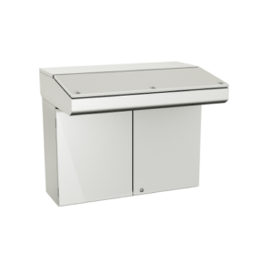 Type 12, 13 | Double door modular console with frontal access, assembled with writing desk and cover panel