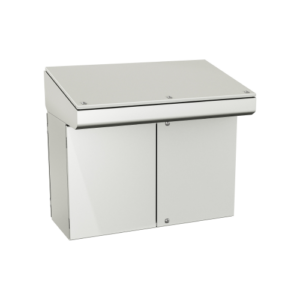 Type 12, 13 | Double door modular console with dual access, assembled with writing desk
