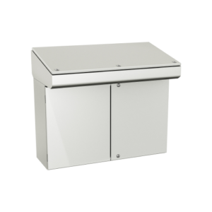 Type 12, 13 | Double door modular console with frontal access, assembled with writing desk