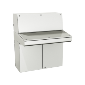 Type 12, 13 | Double door modular console with dual access, assembled with writing desk and turret
